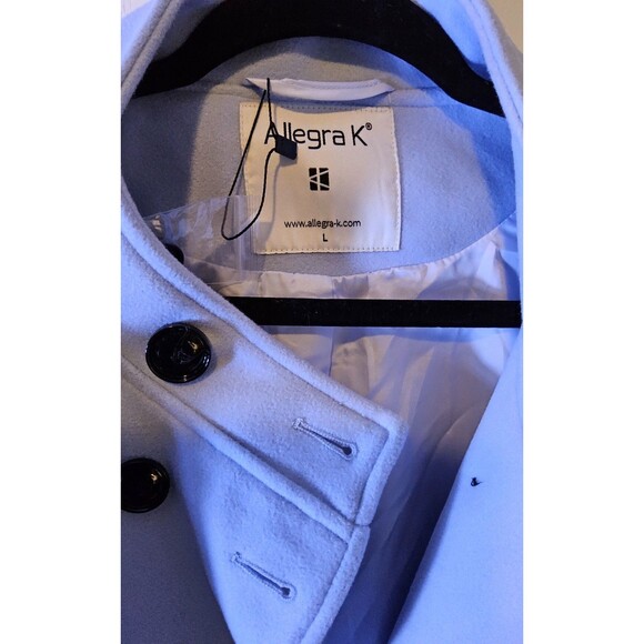 Allegra K Size Large Sky Blue Double Breasted Winter Coat - Picture 11 of 11